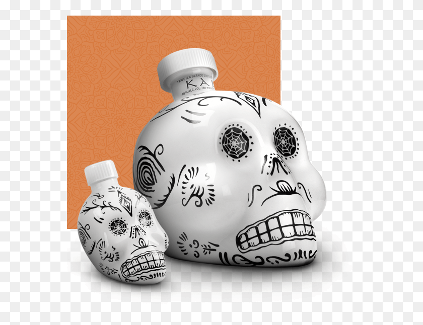 575x586 Descargar Png Kah Tequila Blanco White Skull 07 L Mexico, Botella, Casco, Ropa Hd Png