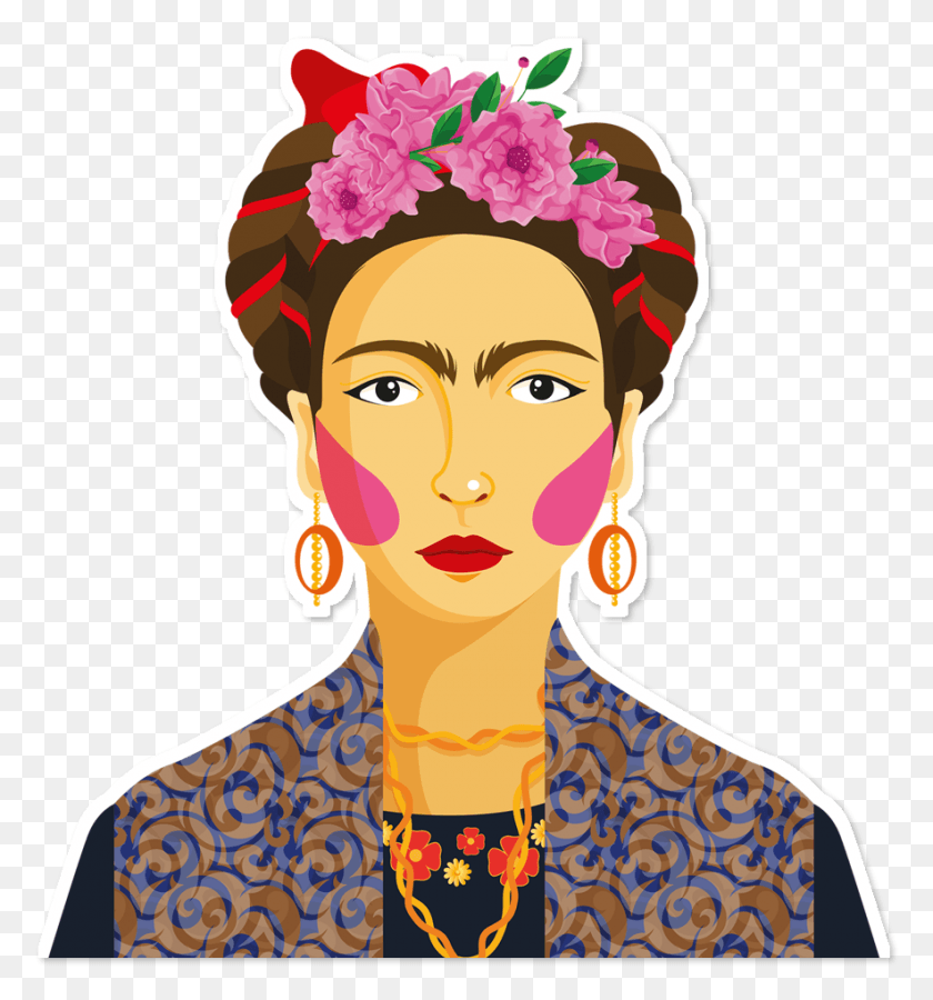 884x953 Kahlo Art Painting Transprent Banner Royalty Free Tatuagem Frida Kahlo, Accessories, Accessory, Person HD PNG Download