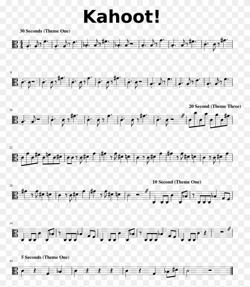 808x936 Kahoot Sheet Music 1 Of 1 Pages Kahoot Theme Song Trumpet, Gray, World Of Warcraft HD PNG Download