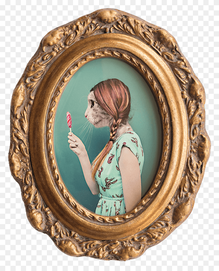 948x1192 Kaipot In Vintage Ornate Gold Oval Frame Picture Frame, Person, Human, Porcelain HD PNG Download