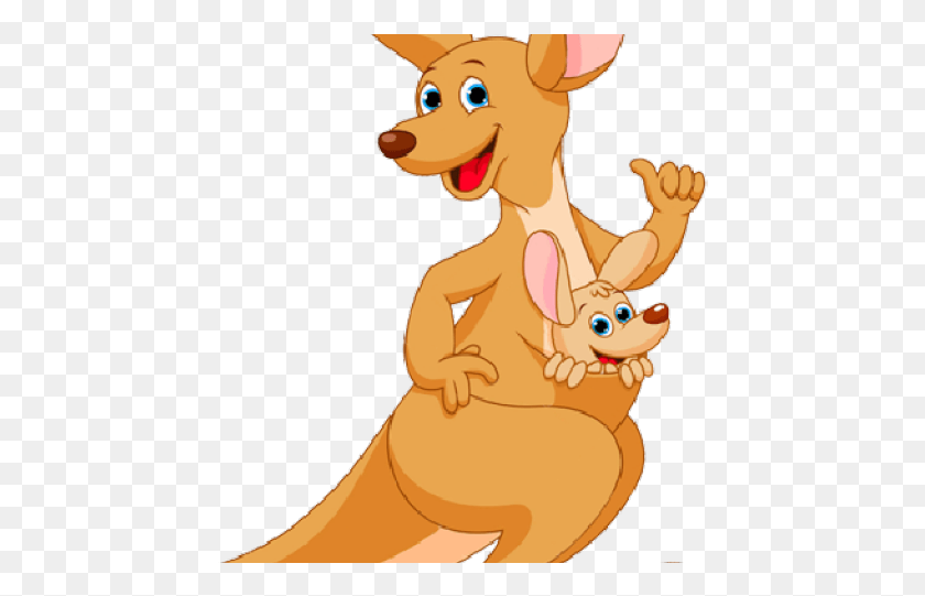 446x481 Kangaroo With Baby Cartoon, Mammal, Animal, Deer HD PNG Download