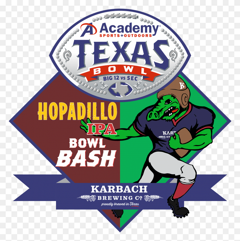 3043x3059 Descargar Png Karbach Hopadillo Bowl Bash Academy Deportes Al Aire Libre Texas Bowl, Flyer, Cartel, Papel Hd Png