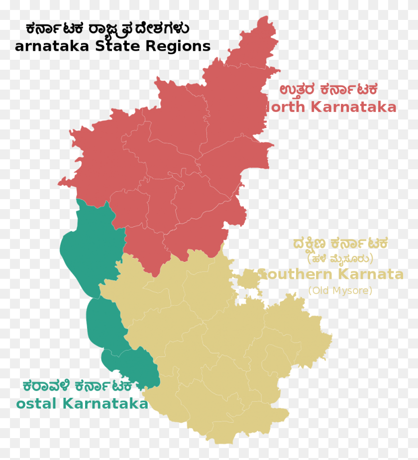 968x1073 Karnataka State Regions Karnataka Map Vector, Plot, Map, Diagram HD PNG Download