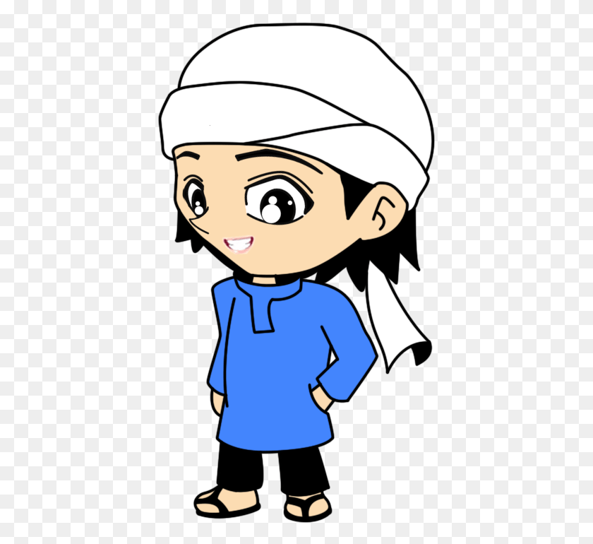 393x710 Kartun Lelaki Muslim Cartoon Muslim Man, Person, Human, Helmet HD PNG Download