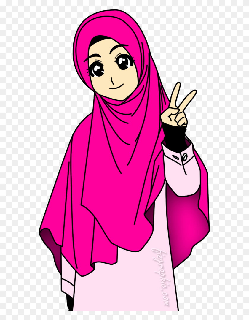 581x1018 Descargar Png Kartun Muslimah Kartun Gambar Wanita Muslimah, Ropa, Persona Hd Png