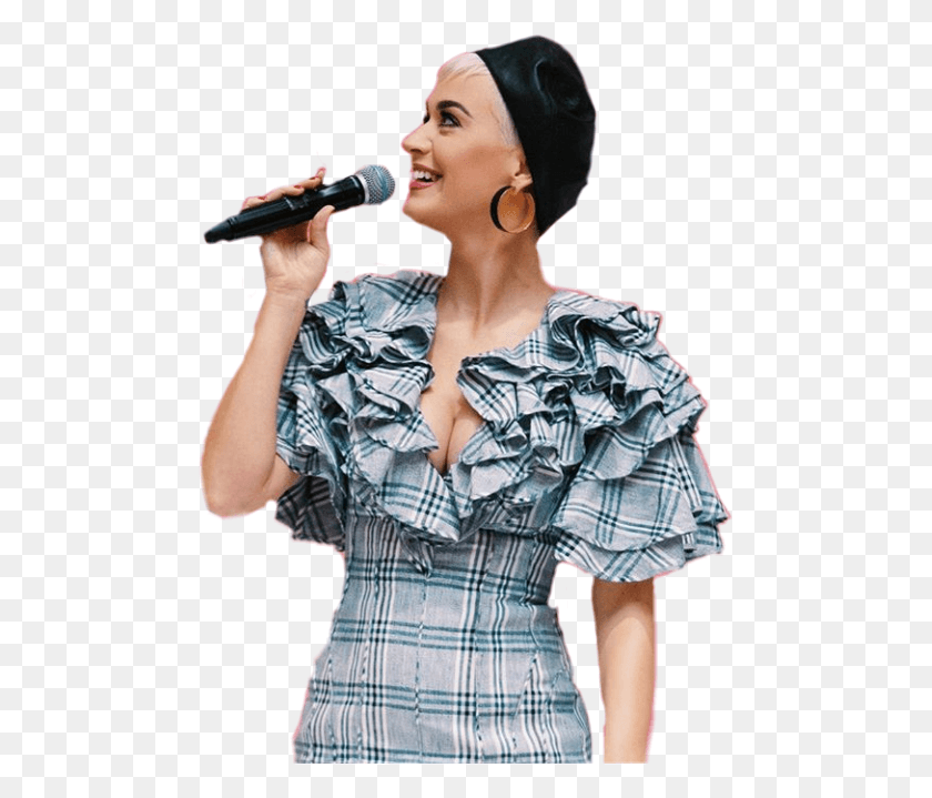 481x659 Katyperry Sticker Singing, Clothing, Microphone, Electrical Device HD PNG Download