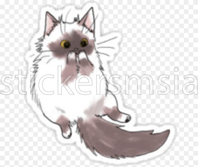 Kawai Sticker, Angora, Animal, Cat, Mammal Clipart PNG