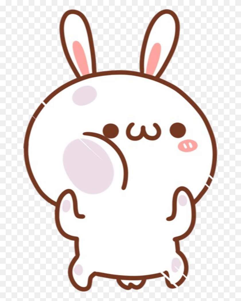 681x990 Kawaii Cute Bunny White Rabbit Cartoon Chibi Cute Cartoon, Bag, Sack, Rattle HD PNG Download