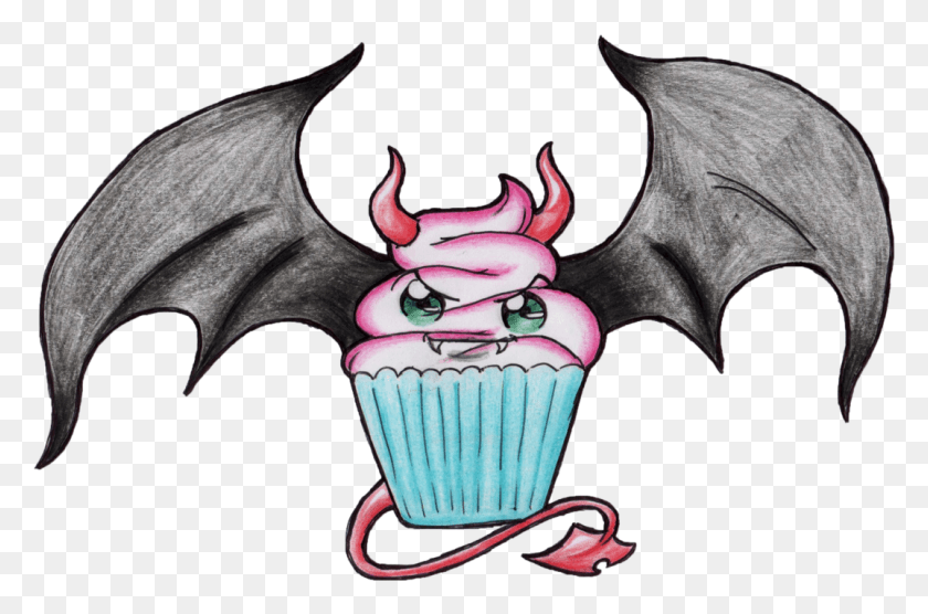 1074x684 Kawaii Cute Cupcake Cartoon, Bat, Wildlife, Mammal HD PNG Download