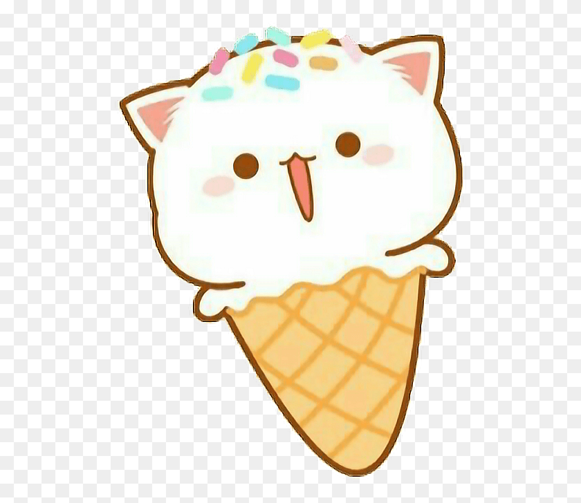 511x668 Kawaii Cute Little Hearts Stickers Sticker Ice Cream Cone, Cream, Dessert, Food HD PNG Download