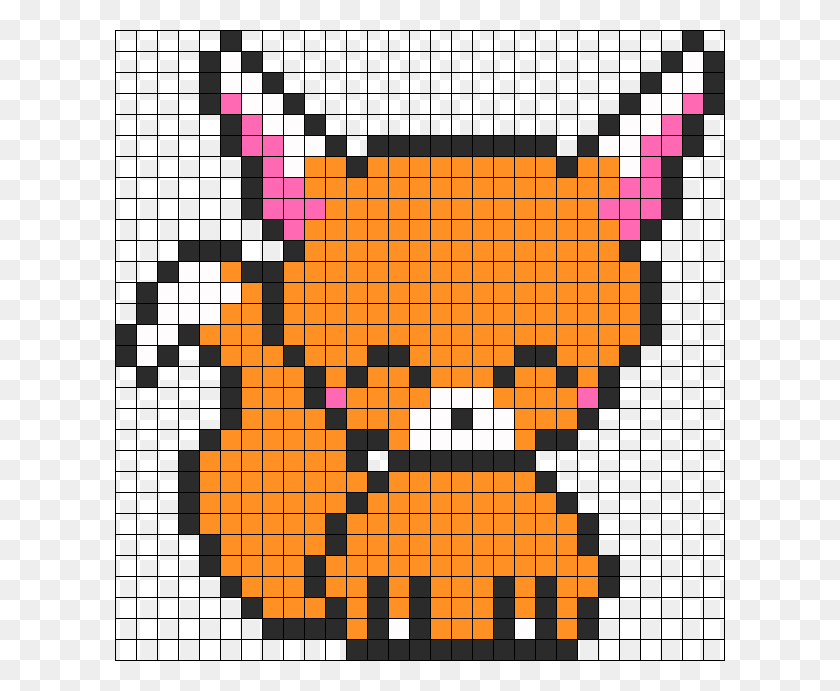 610x631 Kawaii Fox Perler Bead Pattern Bead Sprite Kawaii Fox Pixel Art, Графика, Текст Hd Png Скачать