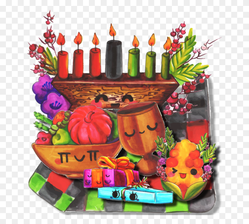 663x697 Kawaii Kwanzaa Symbols Advent Candle, Birthday Cake, Cake, Dessert HD PNG Download