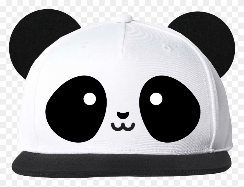 1185x888 Kawaii Panda Flat Brim Cap With Ears From Whistle Cap Summer Panda, Clothing, Apparel, Baseball Cap HD PNG Download