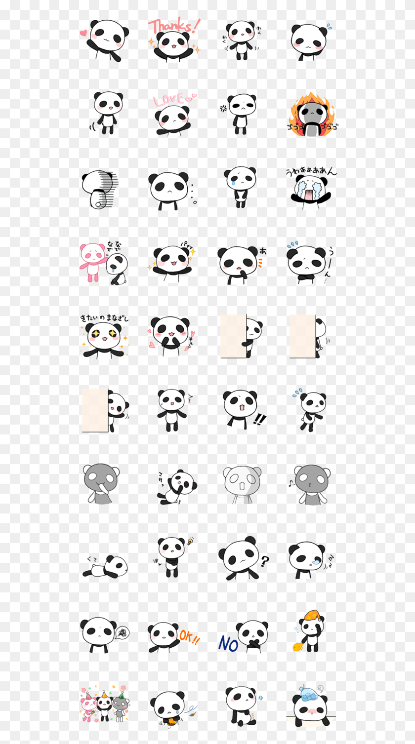 533x1447 Descargar Png Kawaii Panda Poses Panda Kawaii Emoji, Texto, Reloj De Pulsera, Stencil Hd Png