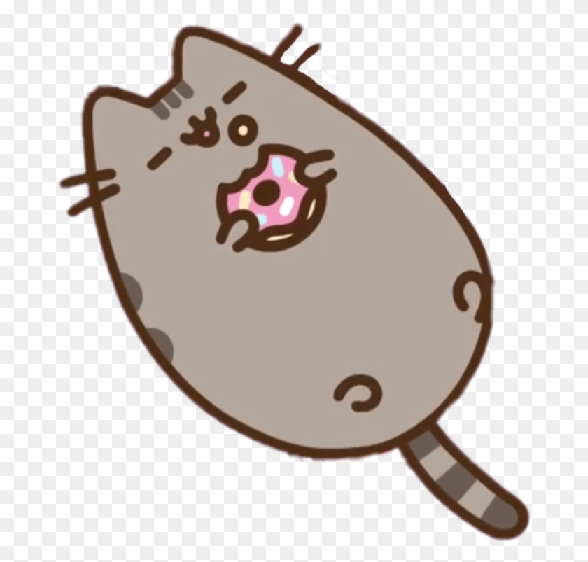 676x743 Descargar Png Kawaii Pusheen Pusheen Cat With Donut, Comida, Pastel De Cumpleaños, Pastel Hd Png