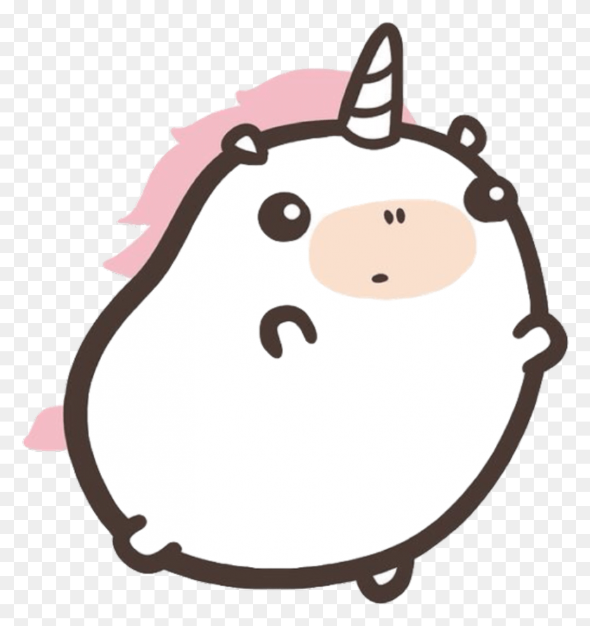 809x862 Kawaii Unicorn Cute Chubby Fat Horn Magic Magical Cute Fat Unicorns, Snowman, Winter, Snow HD PNG Download