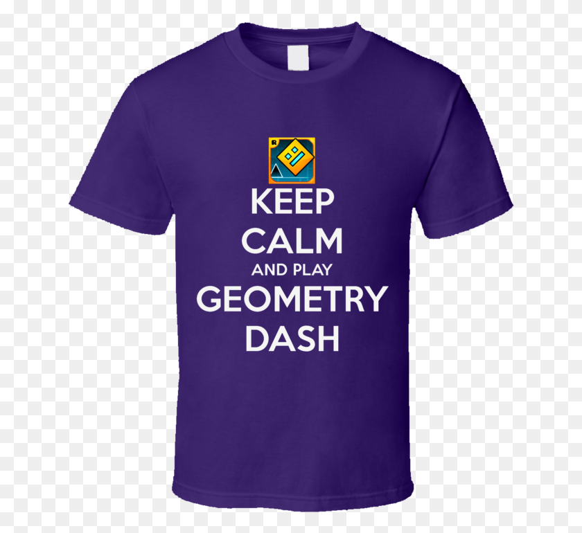 644x710 Descargar Png Mantener La Calma Y Jugar Geometry Dash Divertido Juego Camiseta Camisa Activo, Ropa, Camiseta Hd Png