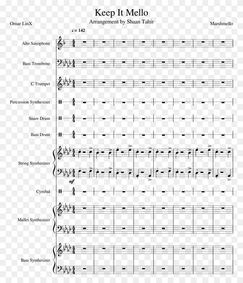 773x920 Keep It Mello Sheet Music Composed By Marshmello Sheet Music, Gray, World Of Warcraft HD PNG Download