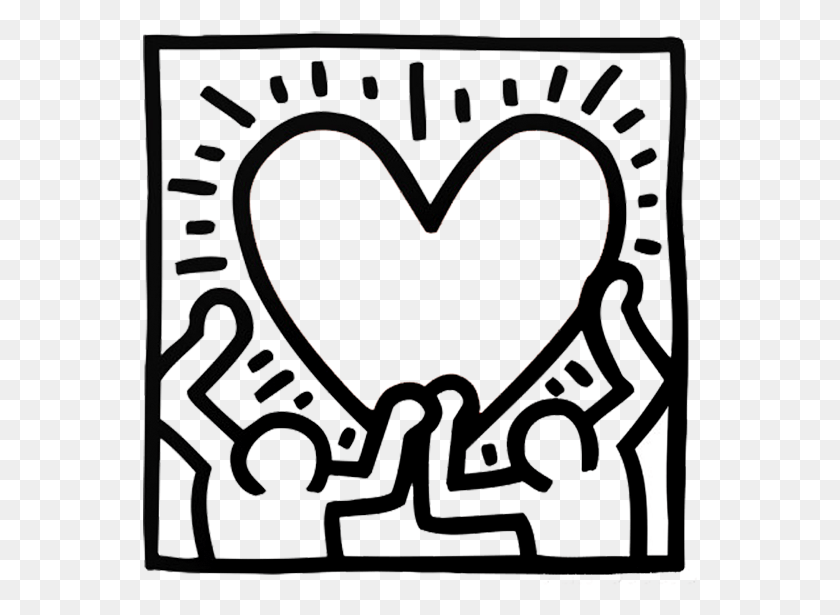 555x555 Keith Haring For Kids Artprints To Color Pop Art Paintings Keith Haring Art, Heart HD PNG Download