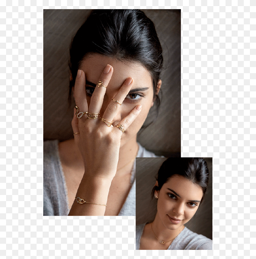 555x790 Kendall Jenner Fronts Ippolita39s Fall 2017 Campaign Kendall Jenner Ring Gold, Person, Human, Finger HD PNG Download