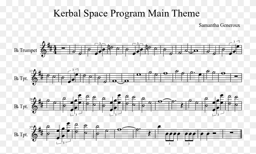 749x444 Kerbal Space Program Main Theme Sheet Music For Trumpet Bladmuziek Carnaval Festival Efteling Piano, Gray, World Of Warcraft HD PNG Download