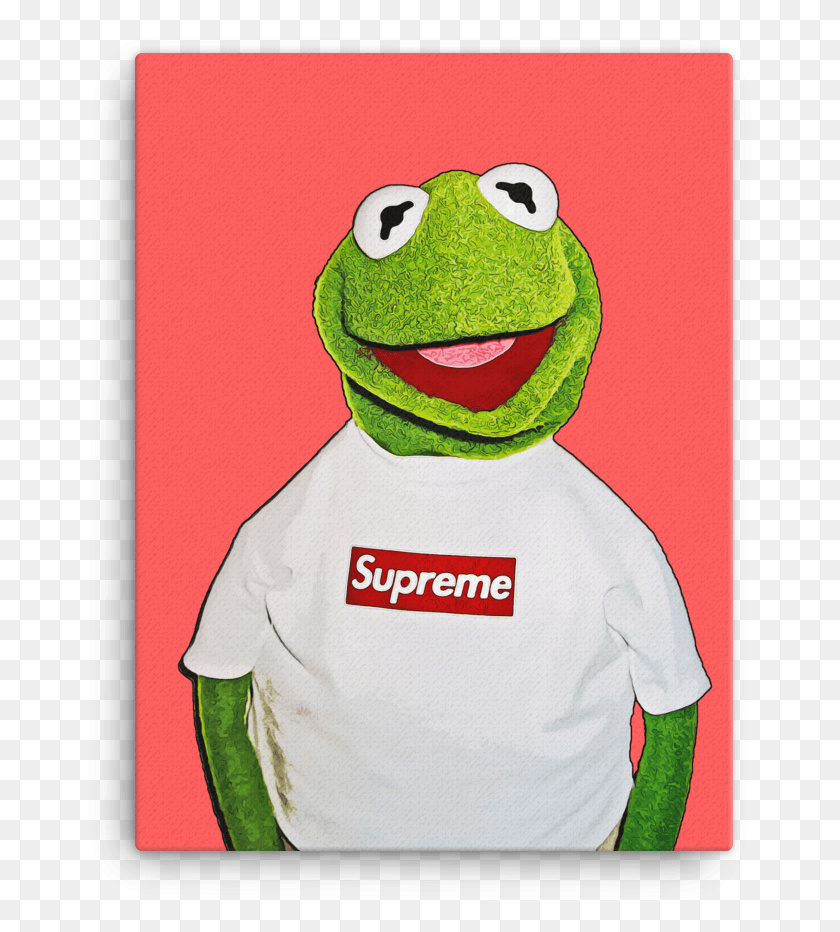 673x872 Kermit The Frog Kermit The Frog Wearing Supreme, Phone, Electronics, Person HD PNG Download