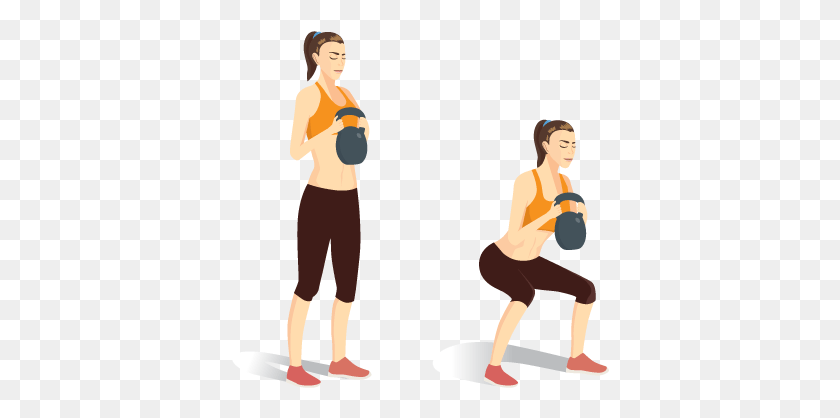 378x358 Kettlebell Goblet Squat Entrenamiento Con Pesas, Persona, Humano, Fitness Hd Png