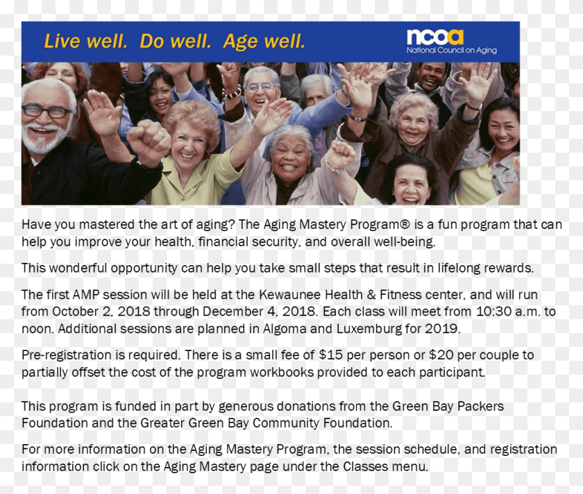 969x811 Kewaunee Health Amp Fitness Предлагает Программу Овладения Старением Старость, Человек, Человек, Аудитория Hd Png Скачать