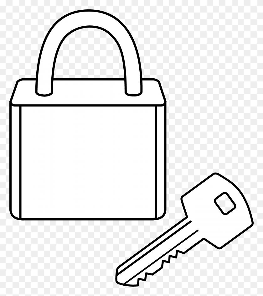5144x5841 Key Outline Clipart Line Art Locks Clipart Black And White, Lawn Mower, Tool, Security HD PNG Download