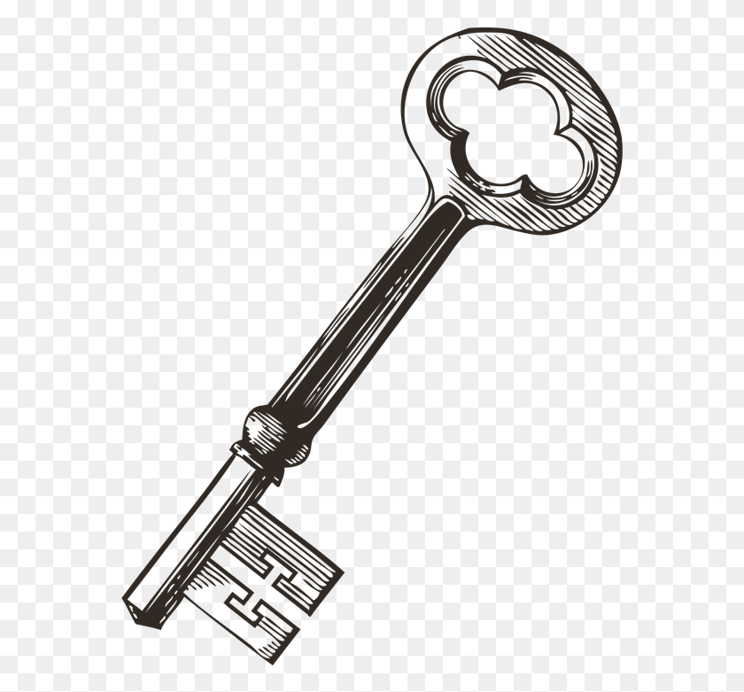 572x721 Key Vintage Key Lock Old Antique Unlock Skeleton Key Clip Art, Hammer, Tool, Magnifying HD PNG Download