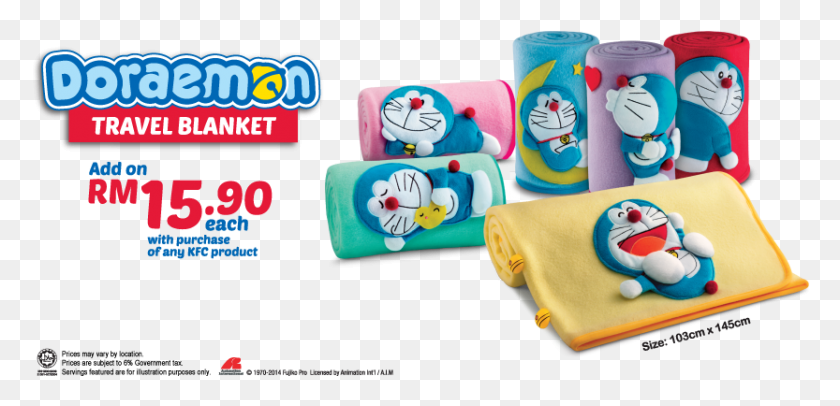 833x370 Kfcdoraemon Travel Blanket Doraemon Travel, Toy, Rubber Eraser, Pencil Box HD PNG Download