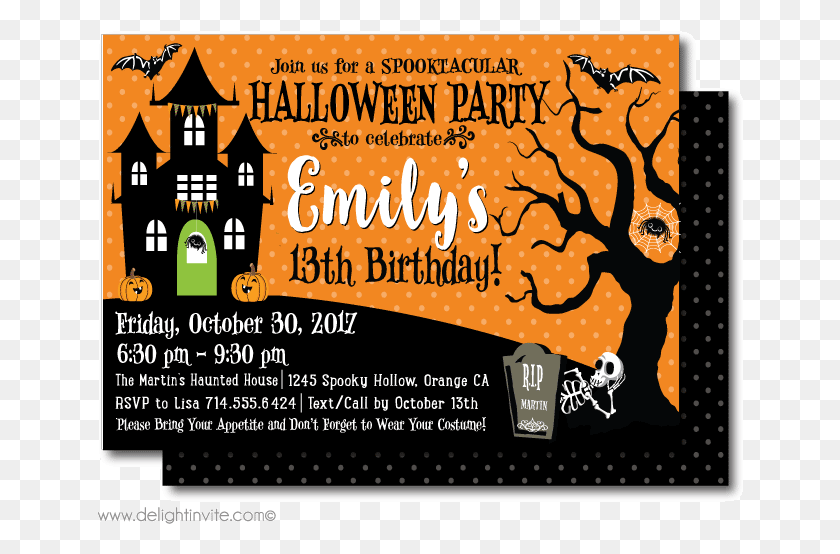 647x494 Kfriendly Halloween Birthday Invitations Di 10411fc Halloween Theme Party Invites, Advertisement, Poster, Flyer HD PNG Download