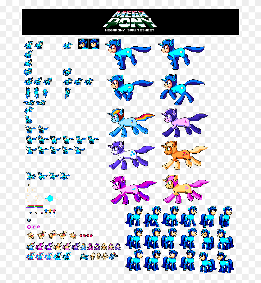 700x850 Descargar Png Khaomortadios Crossover Megaman Megapony Pixel Pony Sprite Hoja, Papel, Publicidad, Cartel Hd Png