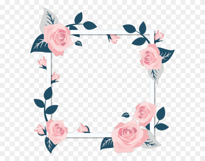 592x600 Khung Gc Hoa Hng Stickers Frame Flower Flowers Transparent Transparent Rose Frame Flowers, Plant, Blossom, Person HD PNG Download