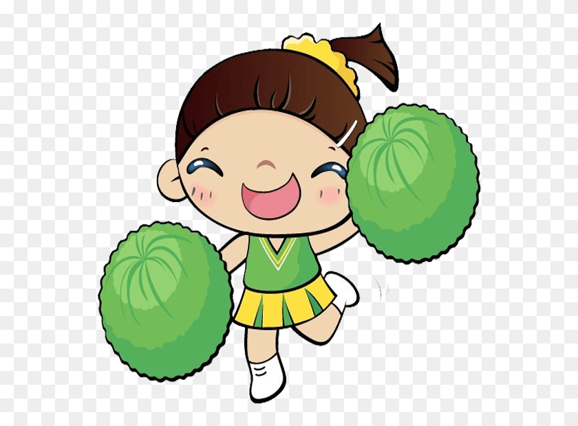 558x560 Kid Clipart Cheerleader, Ball, Balloon, Tennis Ball HD PNG Download