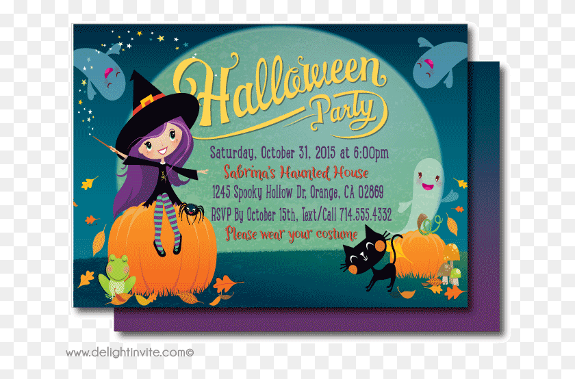 652x494 Kid Friendly Halloween Party Invitations Kids Halloween Invite, Label, Text, Advertisement HD PNG Download