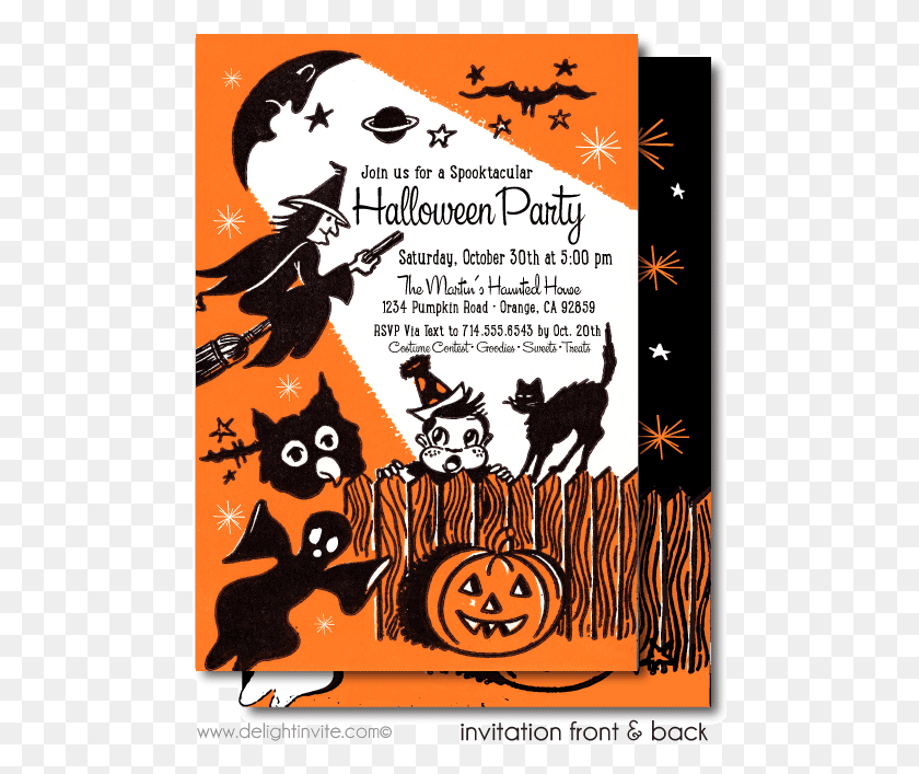 489x647 Kid Friendly Vintage Halloween Invitations Halloween Halloween, Poster, Advertisement, Flyer HD PNG Download