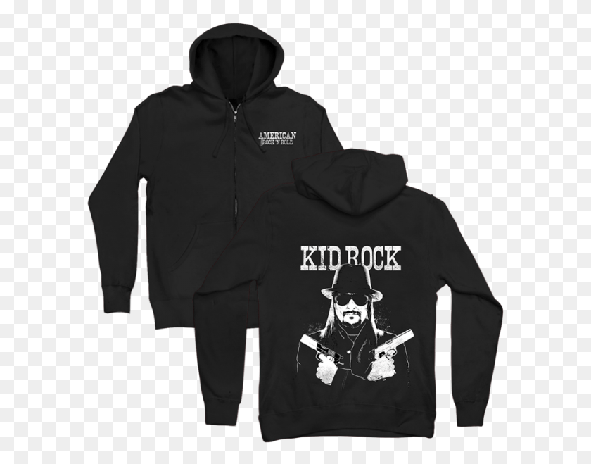 593x599 Kid Rock Crossed Guns Zip Hoodie All Time Low Last Young Renegade Merch, Clothing, Apparel, Sweatshirt HD PNG Download