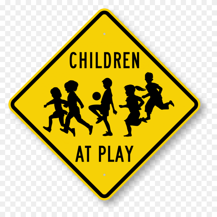 800x800 Kids At Play Sign Yield To Pedestrians And Bikes, Person, Human, Symbol HD PNG Download