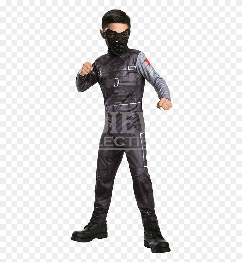 462x851 Kids Winter Soldier Jumpsuit Costume Black Panther Kids Costume, Clothing, Person, Coat HD PNG Download