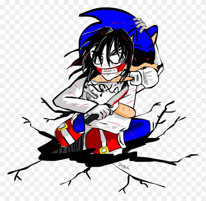 906x882 Killer Drawing Color Sonic Exe And Jeff The Killer, Helmet, Clothing, Apparel HD PNG Download