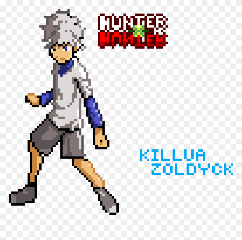 1153x1141 Descargar Png / Killua Hunter X Hunter Gon Pixel Art, Cartel, Publicidad, Texto Hd Png