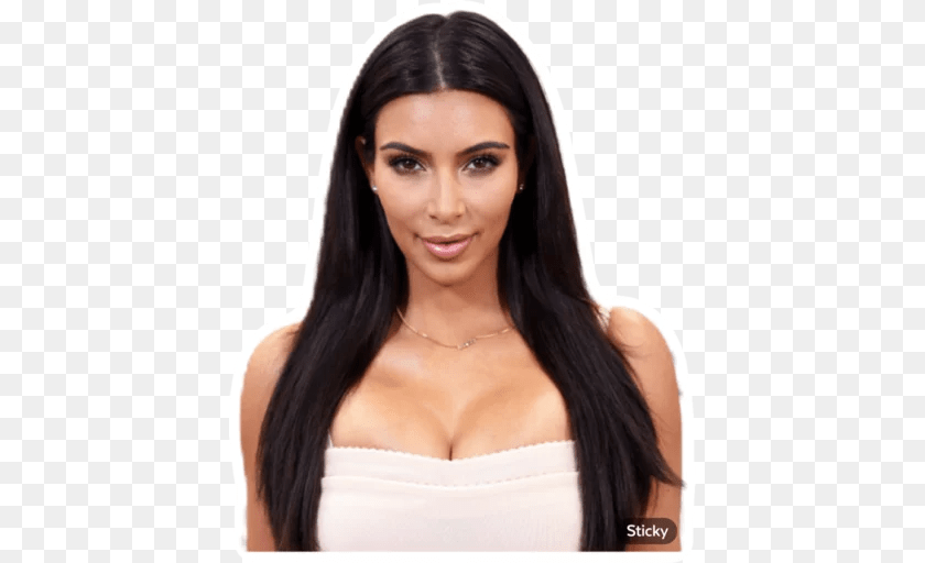 Kim Kardashian, Head, Black Hair, Face, Portrait Sticker PNG