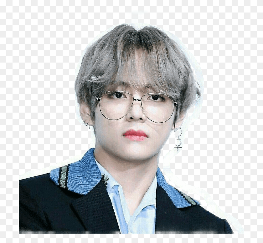 719x717 Kim Taehyung Sticker Nnhivkook Kim Tae Tae, Person, Glasses, Face HD PNG Download