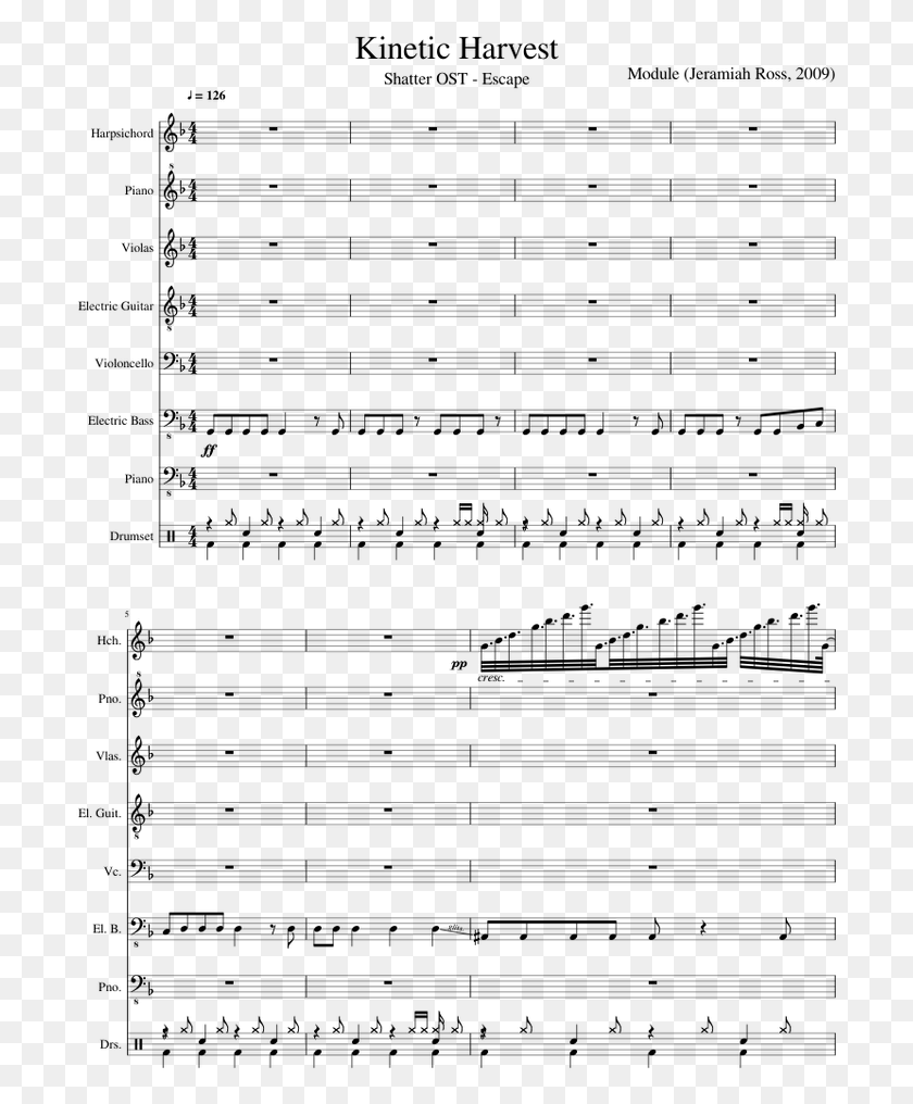 701x956 Kinetic Harvest Sheet Music For Harpsichord Synthesizer Little Brown Jug Glenn Miller Noten, Gray, World Of Warcraft HD PNG Download