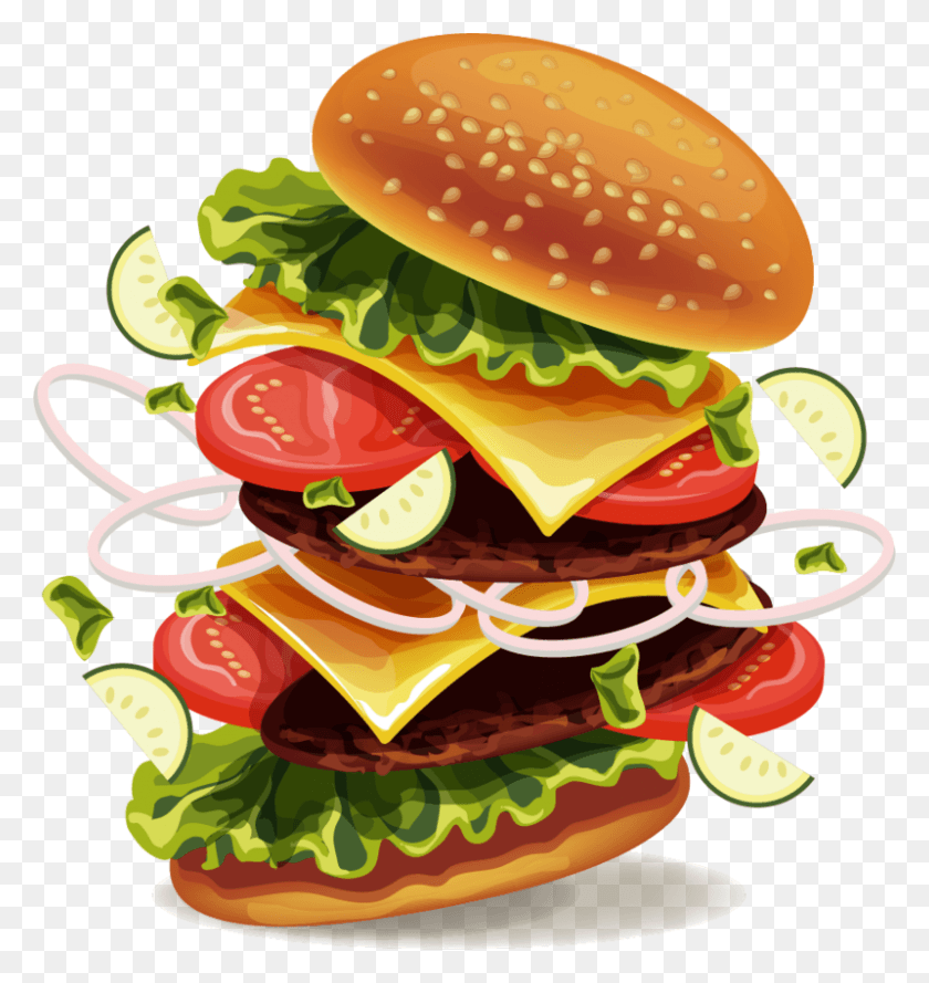 800x851 King Hamburger Burger Food Drink Fries Dog Burger Vector, Торт Ко Дню Рождения, Торт, Десерт Hd Png Скачать