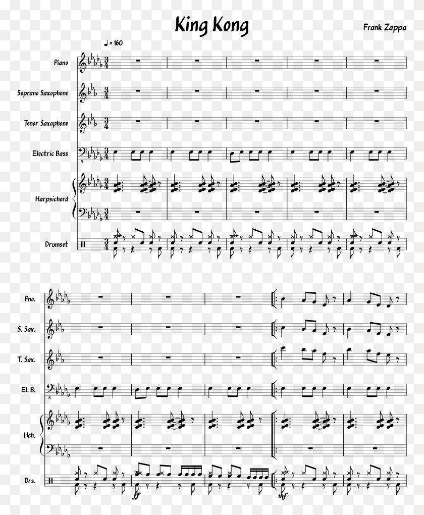 773x960 King Kong Sheet Music Composed By Frank Zappa 1 Of Lucky Chops Coco Bari Solo, Gray, World Of Warcraft HD PNG Download