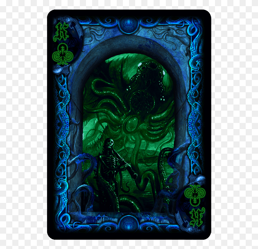 536x750 Король Треф Из Игральных Карт Ктулху, Инопланетянин, Лицо, Зеленый Hd Png Скачать