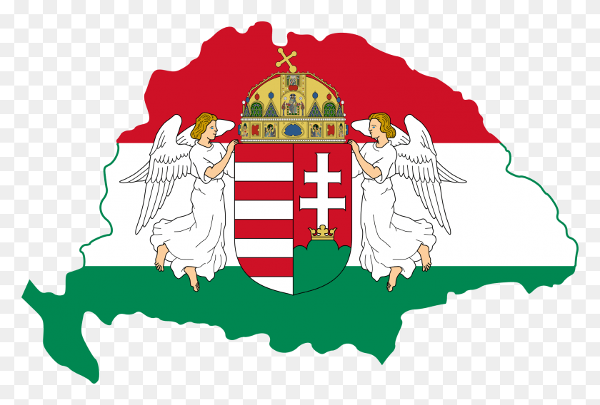 1957x1275 Kingdom Of Hungary Flag Map Flag Map Of Hungary, Armor, Shield HD PNG Download
