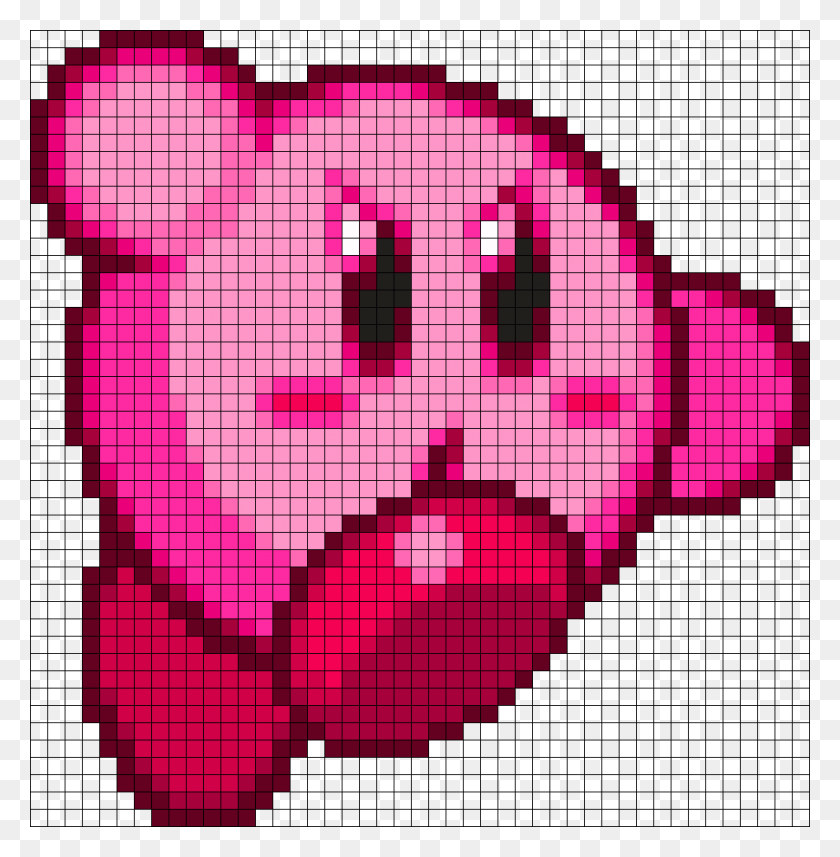 946x967 Descargar Png Kirby Mass Attack Sprite Perler Bead Pattern Bead Ilustración, Light, Heart, Pac Man Hd Png